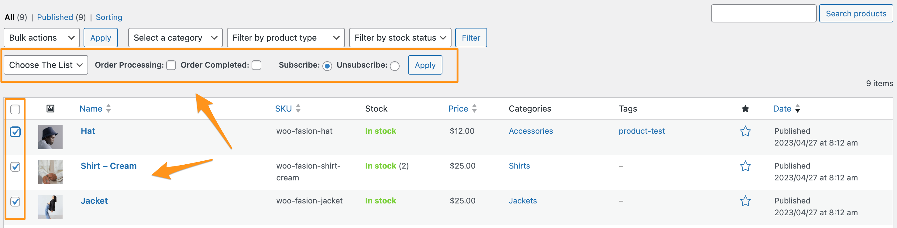Sendy bulk selector