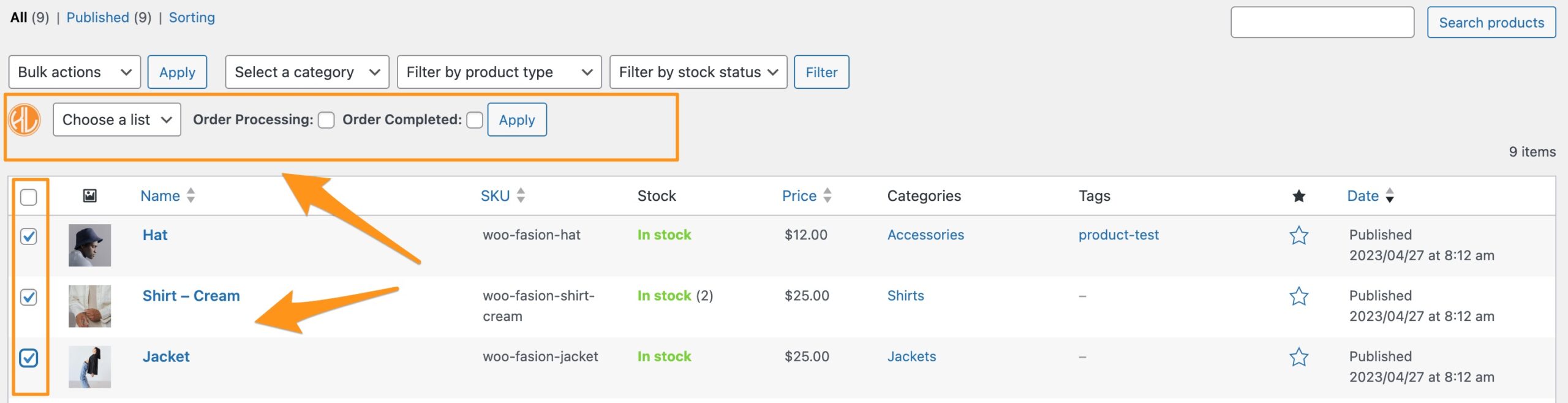 AWeber bulk selector
